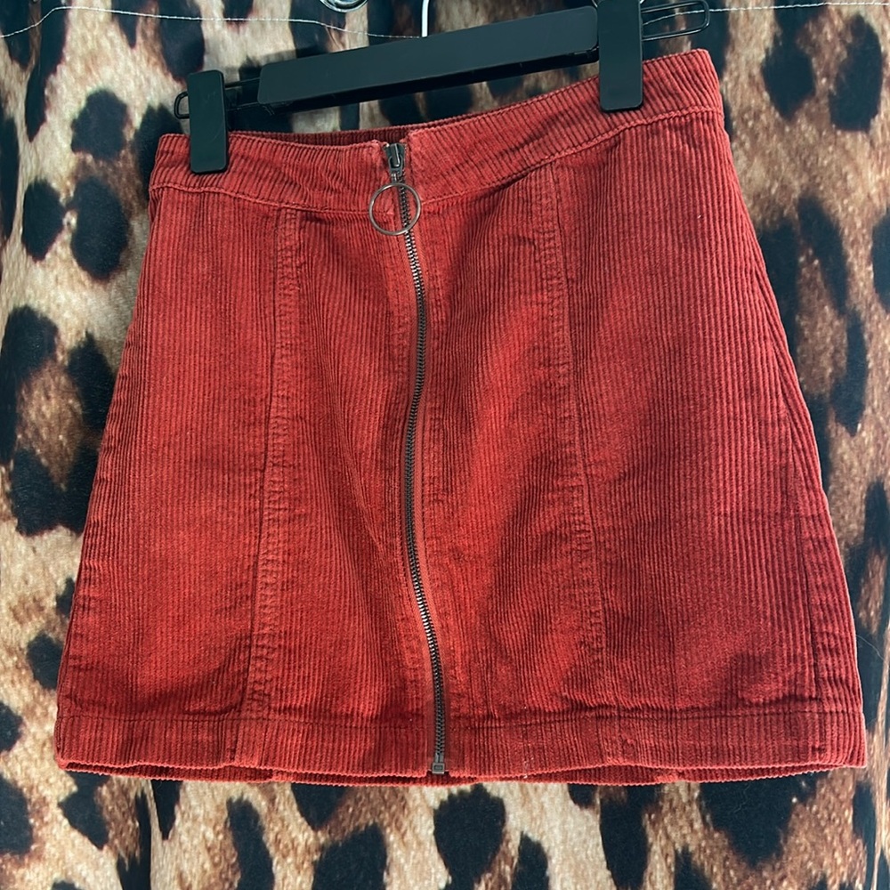 Forever 21 Corduroy Zip-Front Burnt orange Mini Skirt